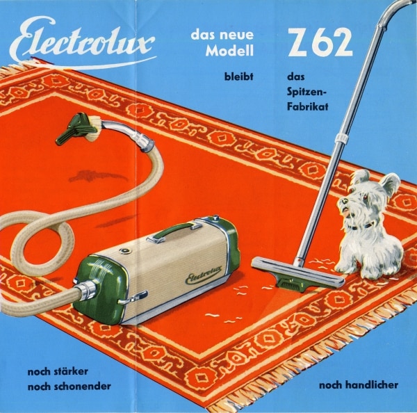 Vacuum cleaner model Z62. Ad brochure from Germany