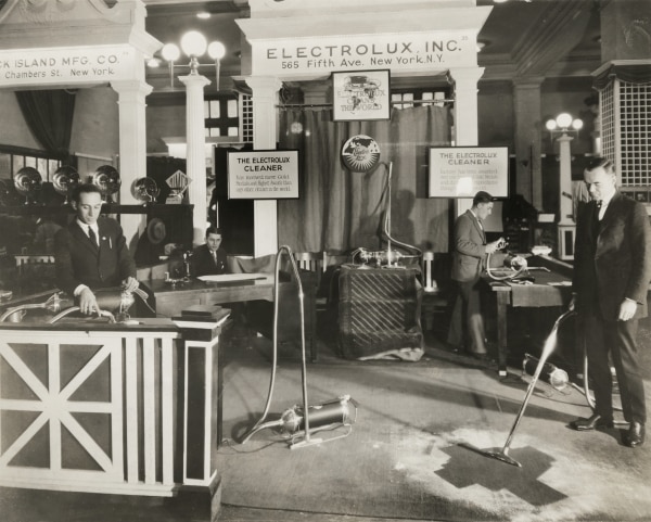 Image from a 1924 sales offensive for Electrolux vacuum cleaners during an exhibition held at Grand Central Palace in New York