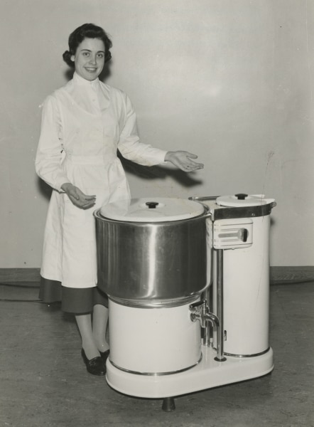 The first washing machine from Electrolux for private households, W20. Called "the Floating wing", and manufactured 1951-57 at the factory in Gothenburg (Bohus)