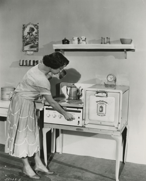 Early kitchen equipment such as hobs and refrigerators from Westinghouse